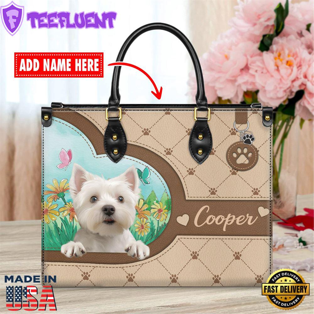 West Highland White Terrier Dog Duccy Dog Lover Leather Handbag