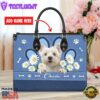 West Highland White Terrier Dog Lover Leather Bag With Daisy Flowers