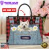 West Highland White Terrier Dog This Human Belongs To Leather Handbag