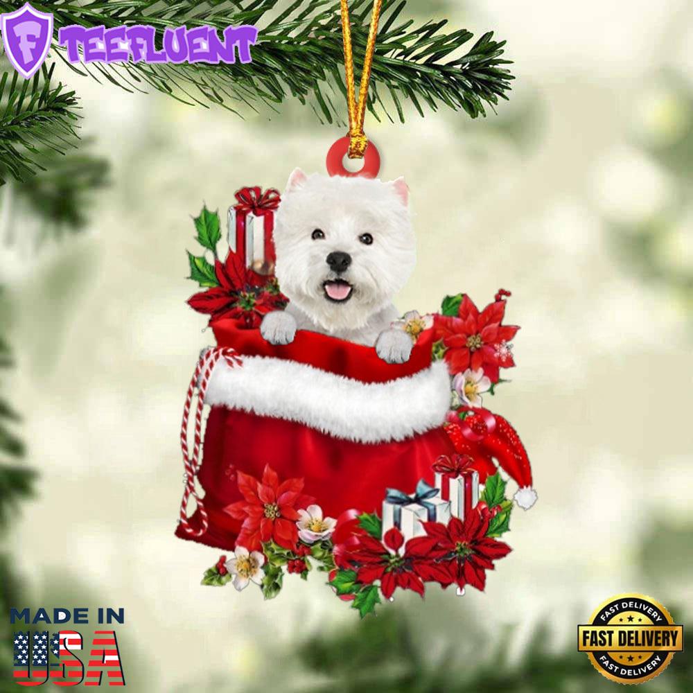 West Highland White Terrier In Gift Bag Christmas Ornament, Gift For Christmas