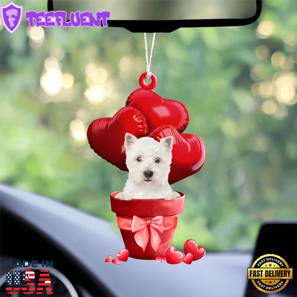 West Highland White Terrier Red Heart Balloon Ornament, Gift For Christmas