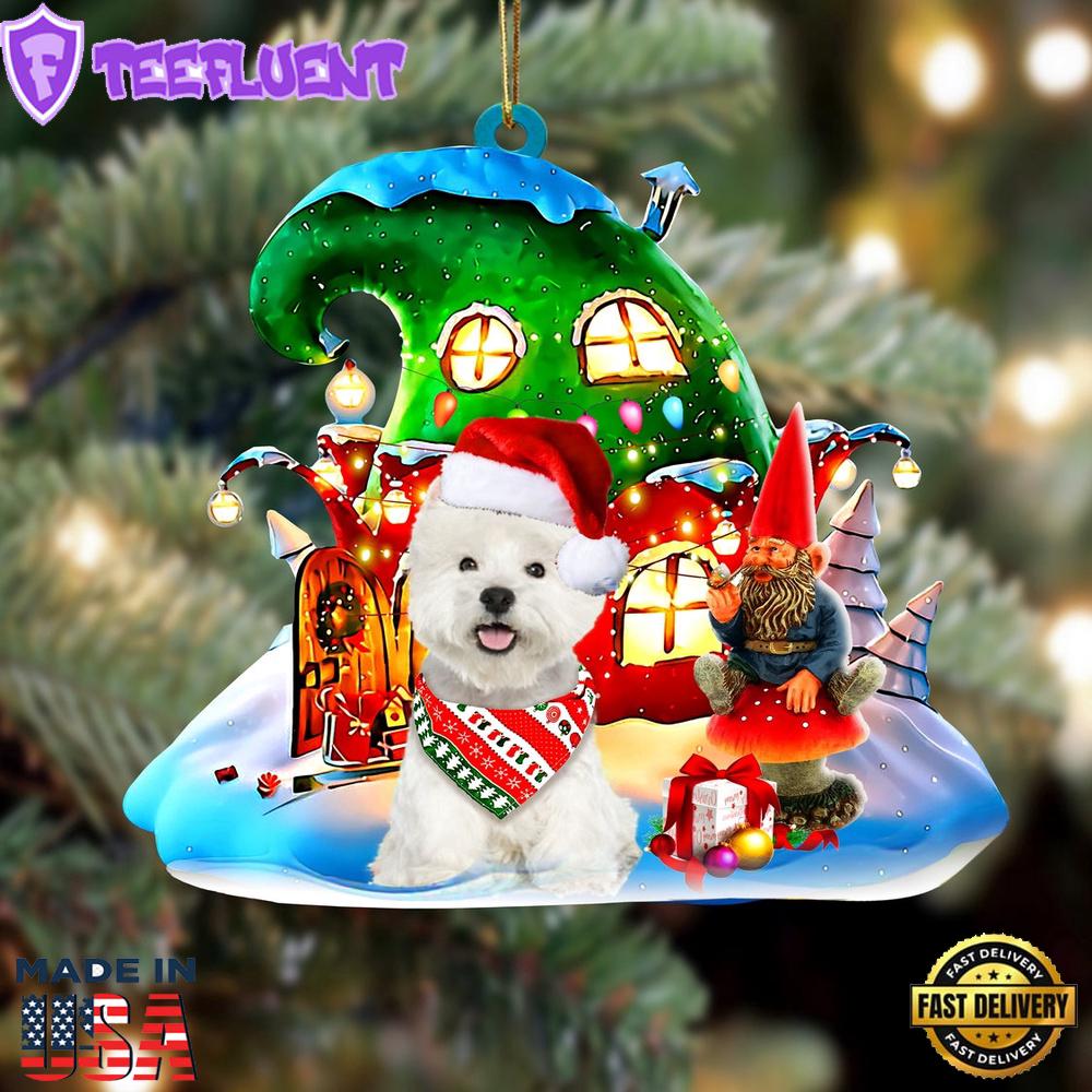 West Highland White Terrier With Rudolph's House Christmas Ornament, Gift For Christmas