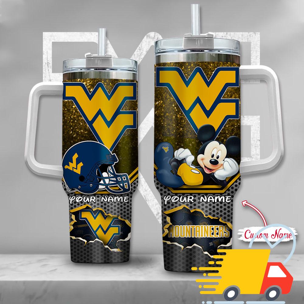 West Virginia Mountaineers NCAA Mickey Mouse Custom Stanley Quencher 40oz Stainless Steel Tumbler With Handle
