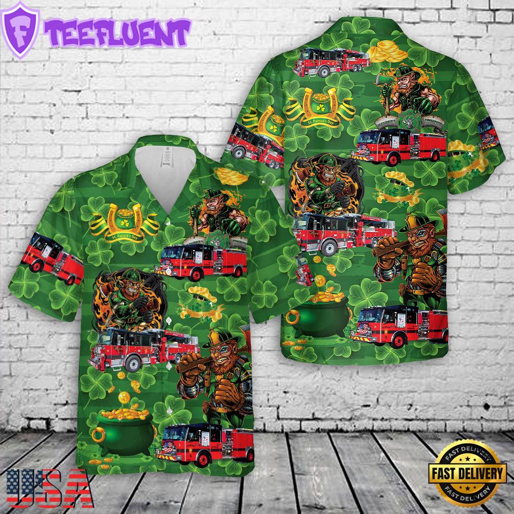 Westborough Fire Department, Massachusetts St Patrick's Day Hawaiian Shirt