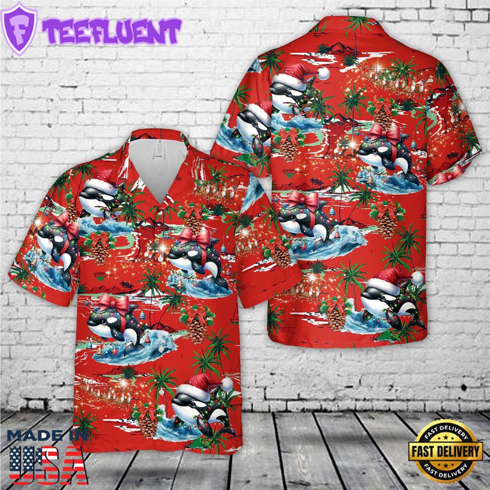 Whale Orca Christmas Hawaiian Shirt