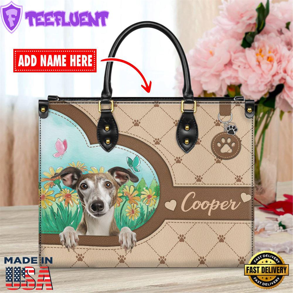 Whippet Dog Duccy Dog Lover Leather Handbag