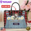 Whippet Dog This Human Belongs To Leather Handbag