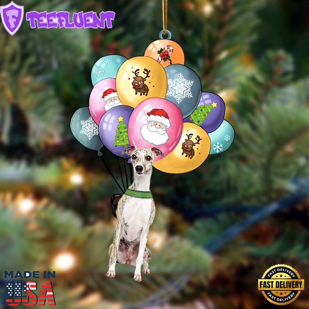 Whippet With Balloons Christmas Ornament, Gift For Christmas