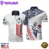 White American Flag Golf Polo Shirt Personalized Patriotic Golf Gifts
