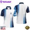White And Blue Mens Golf Polo Shirts Custom Golf Ball Shirt