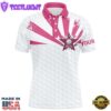 White And Pink Men Golf Polo Shirts Custom Breast Cancer Awareness Golf Tournament Shirts