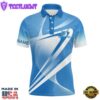 White Blue Custom Name Mens Golf Polo Shirts Personalized