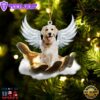 White Golden Retriever On The Hands Of Jesus Ornament, Gift For Christmas