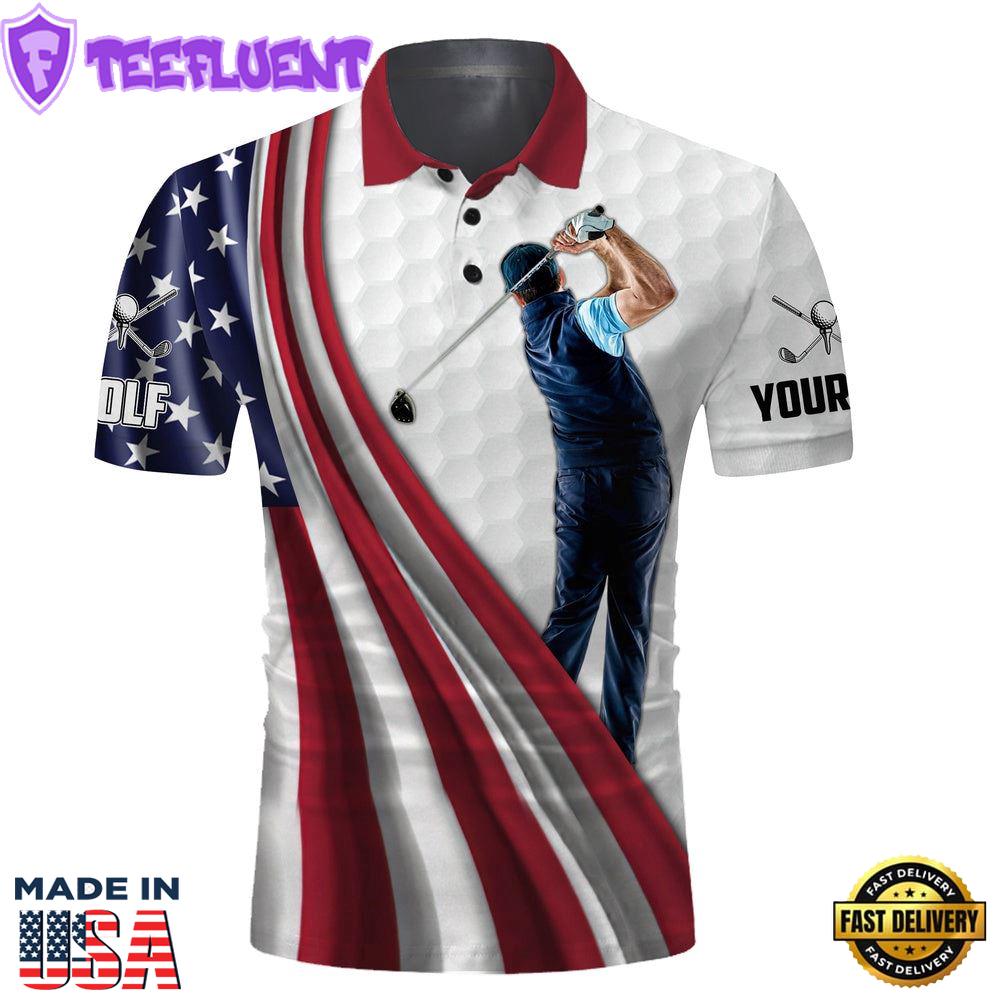 White Golf American Flag Th July Golf Polo Shirt Personalized Patriotic Sport Golf Gifts