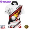 White Golf Ball Flame Mens Golf Polo Shirt Custom Golf Apparel