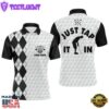 White Mens Custom Name Just Tap It In Black Argyle Pattern Team Mens Polo