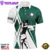 White Mens Golf Polo Shirts Custom Green Argyle Pattern