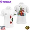 White Mens Golf Polo Shirts Custom Green Red Christmas Santa Shirt