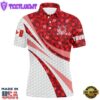White Mens Golf Polo Shirts Red Maple Leaves Personalized Canada