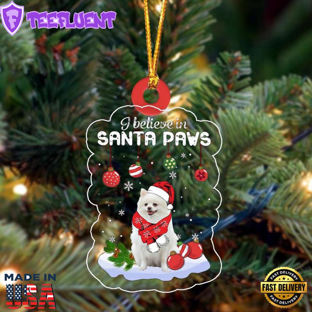 White Pomeranian Christmas Ornament, Gift For Christmas