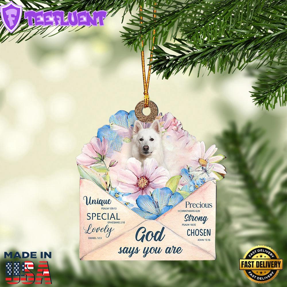 White-German-Shepherd God Says You Ornament, Gift For Christmas