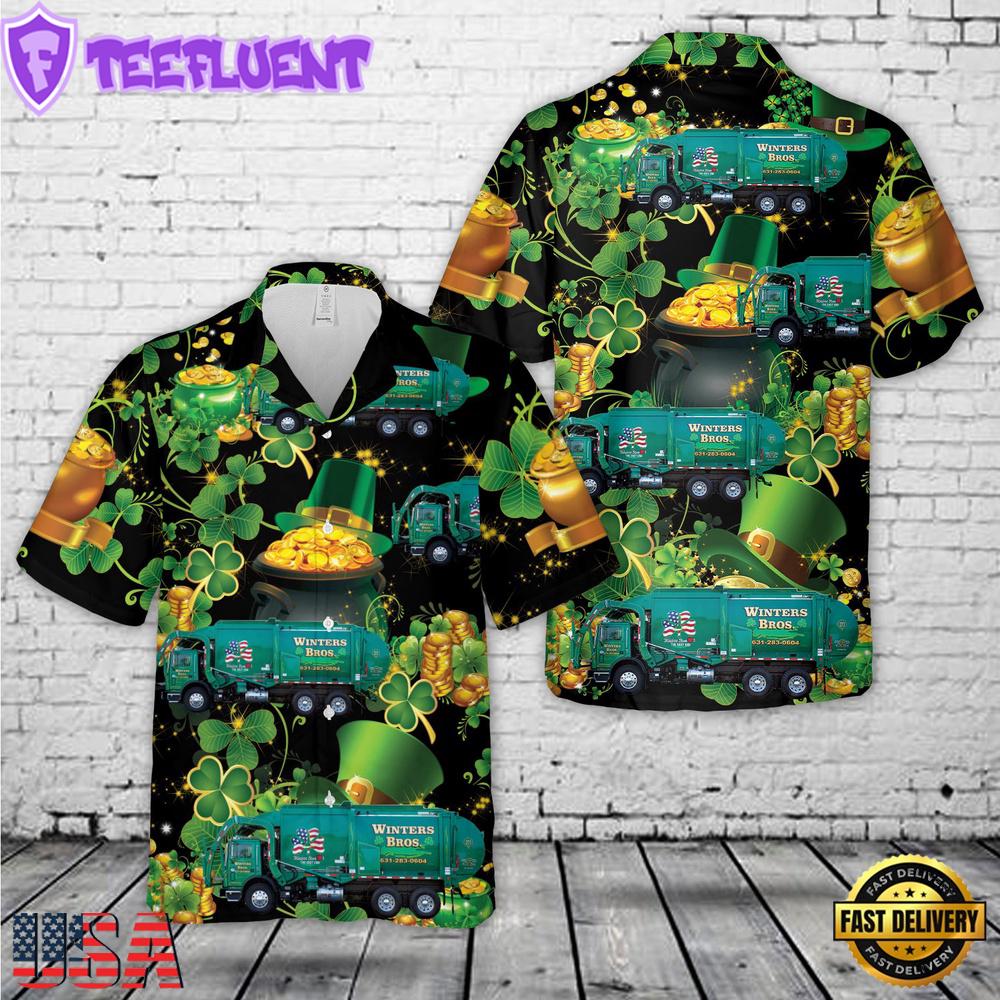 Winters Bros. Waste Systems, St Patrick's Day Hawaiian Shirt