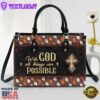 With God All Things Are Possible Cross Leather Handbag Christ Gifts Leather Bags