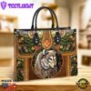 Wolf Leather Style Flower Leather Bag Gift For Wolf Lovers Christ Gifts Leather Bags