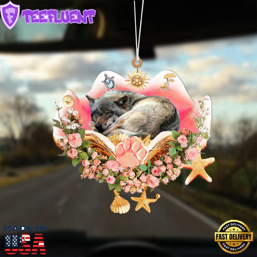 Wolf Sleeping In The Seashell Ornament, Gift For Christmas