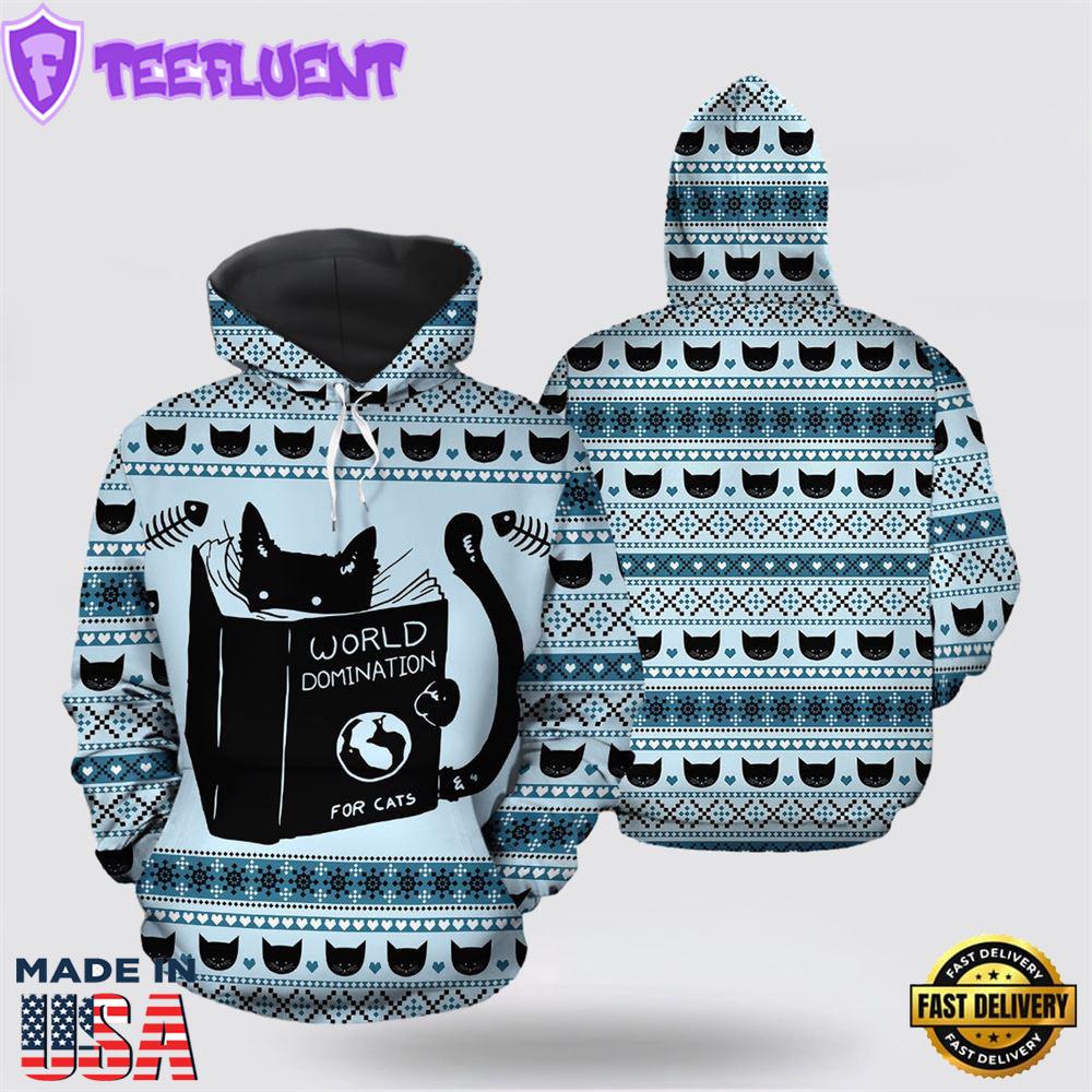 World Domination For Cats All Over Print 3D Hoodie For Men And Women
