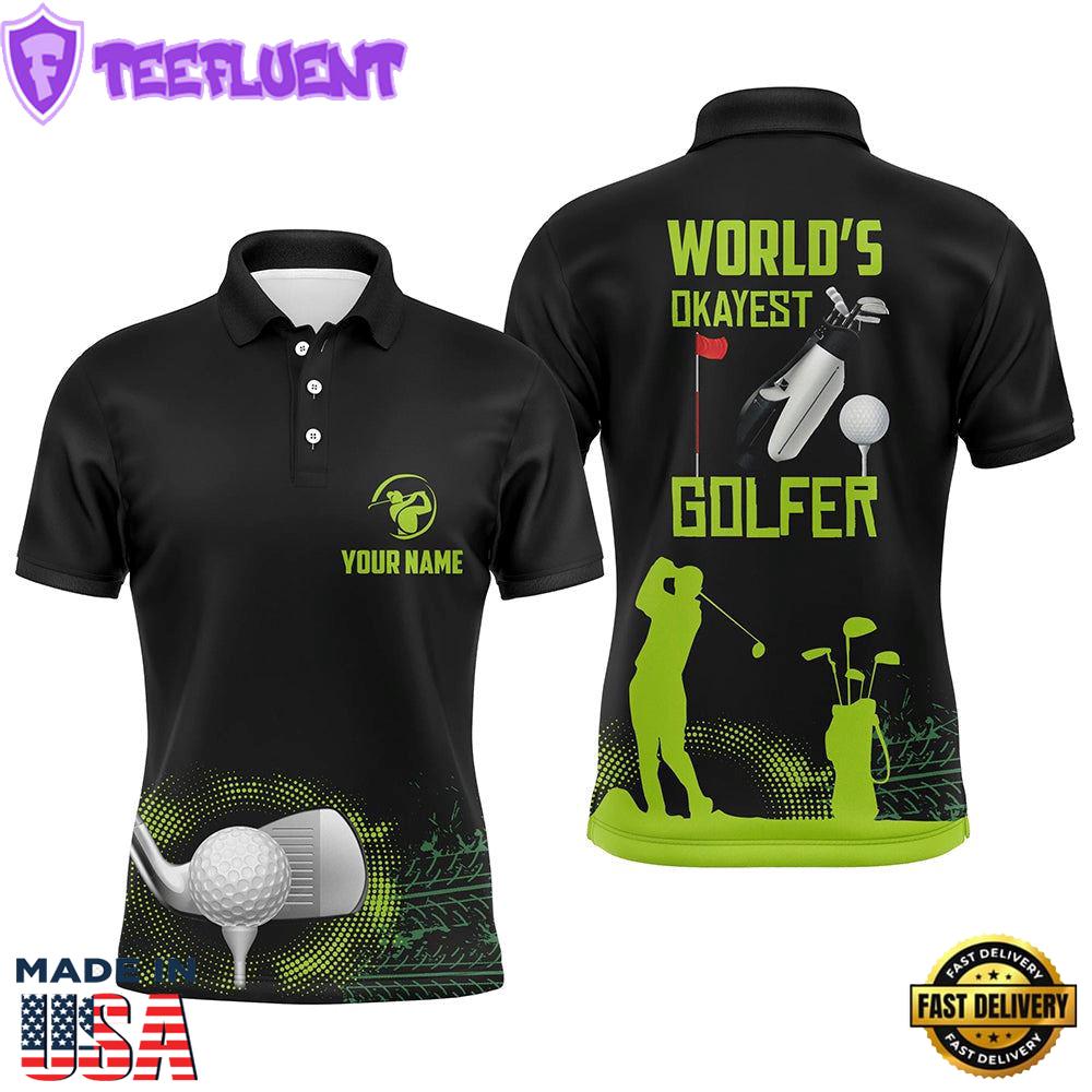World'S Okayest Golfer Mens Polo Shirt, Customized Green