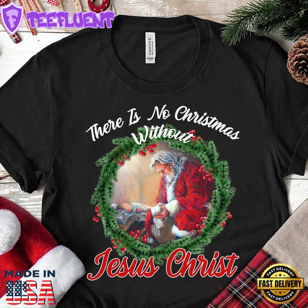 Wreath Of Thorns Santa And Kid - There Is No Christmas Without Jesus Christ