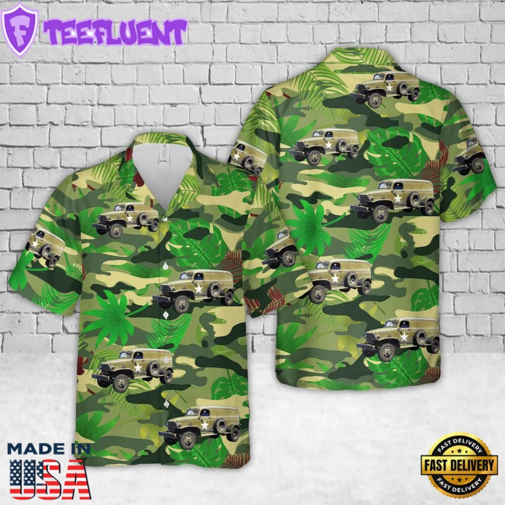 WWII US Army G7105 4x4 1.5-Ton Panel Delivery Truck Hawaiian Shirt