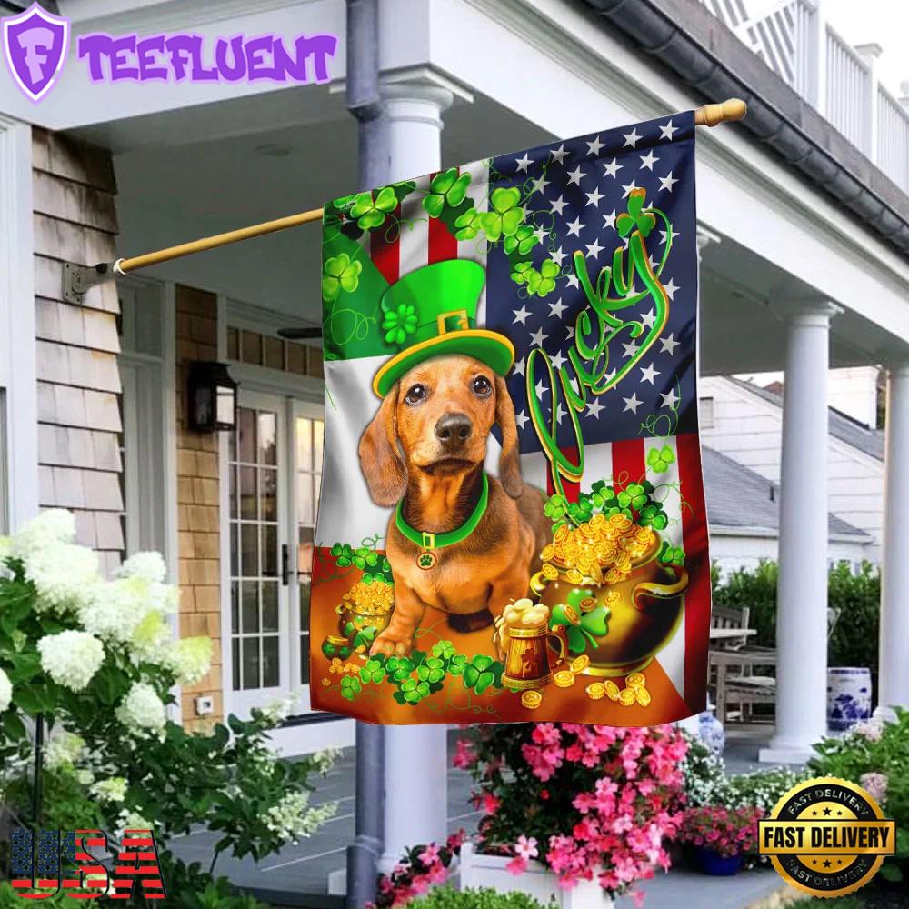 Yellow Dachshund HappyHouse And Garden Flag Decor