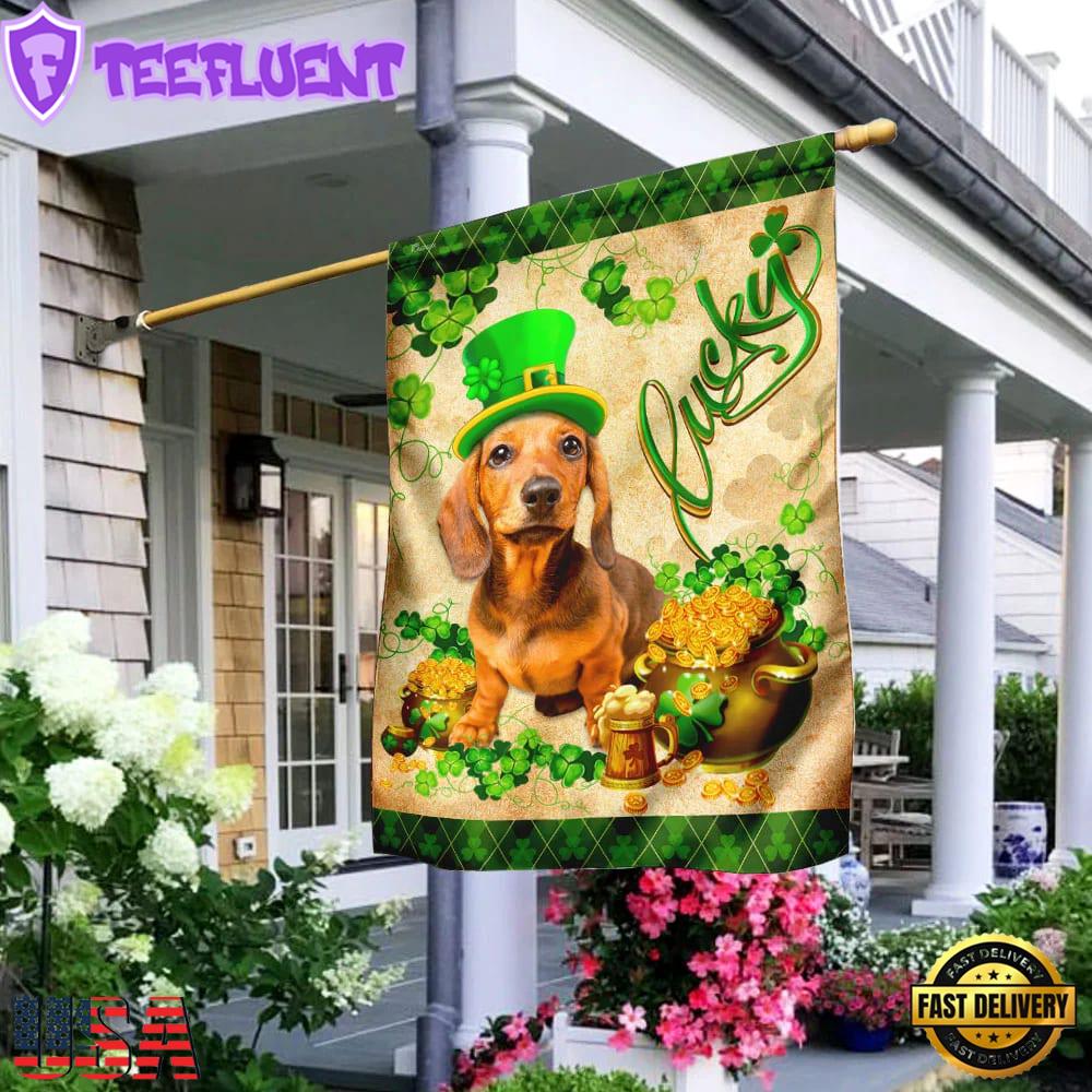 Yellow Dachshund House And Garden Flag Decor