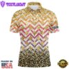 Yellow Glitter Leopard Pattern Mens Golf Polo Shirts Custom Team Golf Top