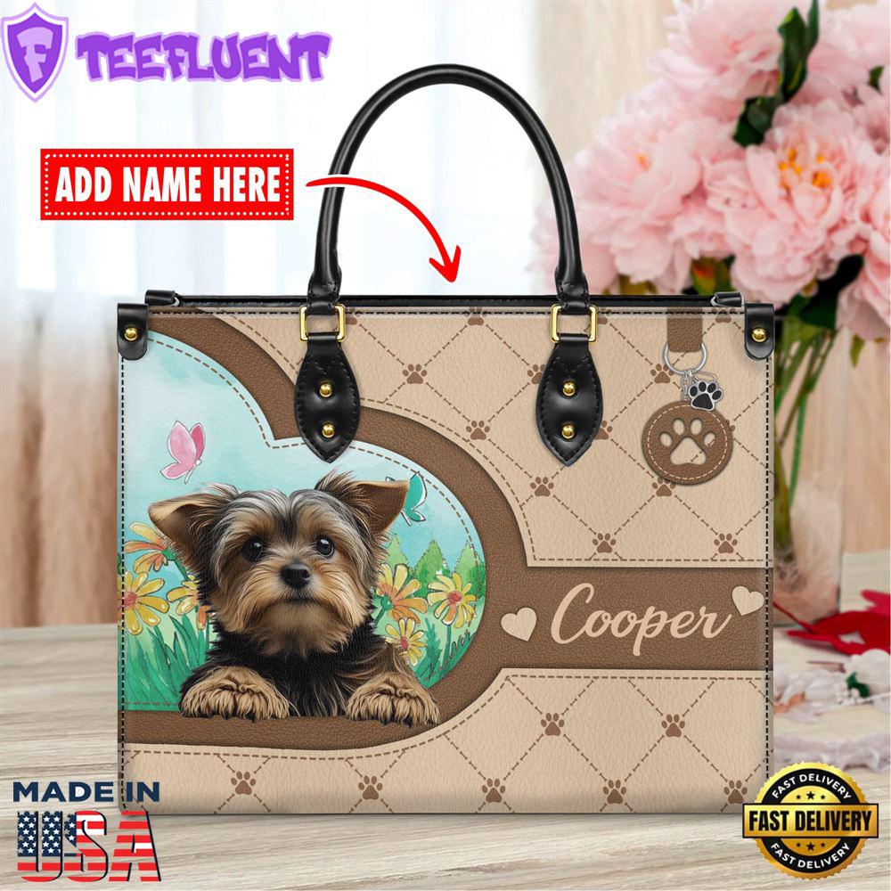 Yorkshire Terrier Dog Duccy Dog Lover Leather Handbag