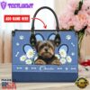 Yorkshire Terrier Dog Lover Leather Bag With Daisy Flowers