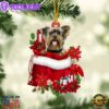 Yorkshire Terrier In Gift Bag Christmas Ornament, Gift For Christmas
