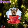 Yorkshire Terrier On The Cup Christmas Ornament, Gift For Christmas