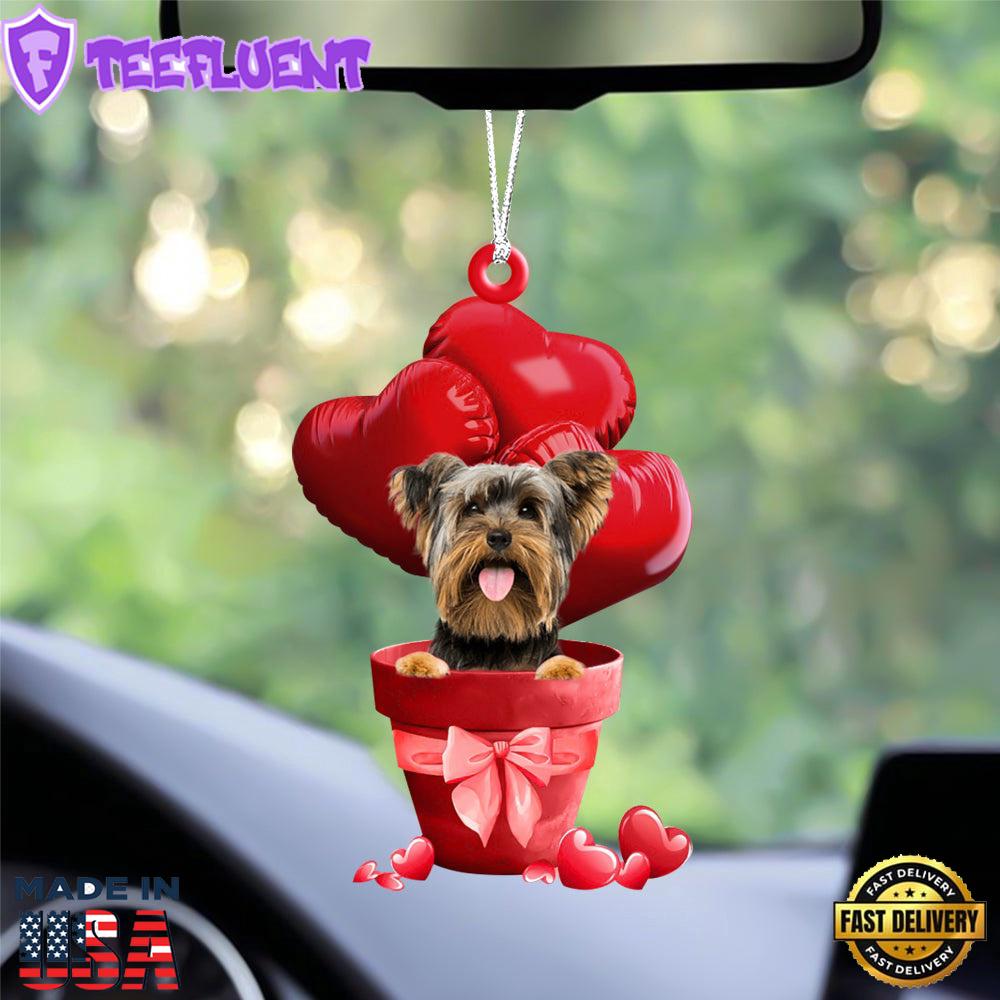 Yorkshire Terrier Red Heart Balloon Ornament, Gift For Christmas