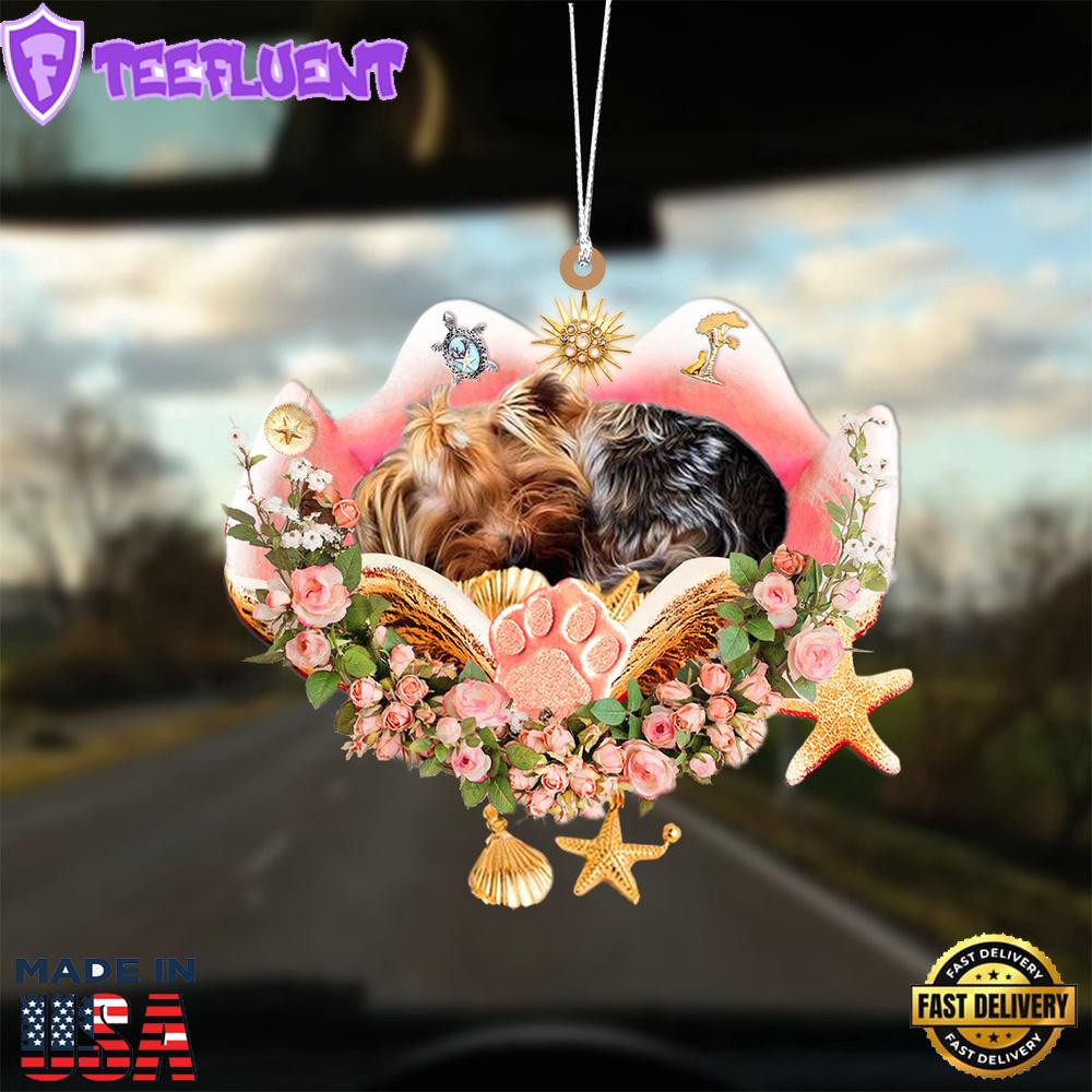 Yorkshire Terrier Sleeping In The Seashell Ornament, Gift For Christmas