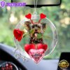 Yorkshire Terrier With Rose & Heart Balloon Ornament, Gift For Christmas