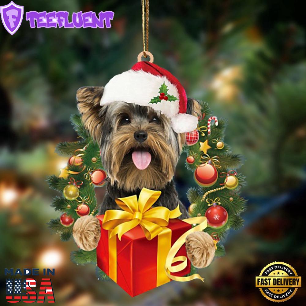Yorkshire Terrier-Dogs Give Gifts Hanging Ornament, Gift For Christmas
