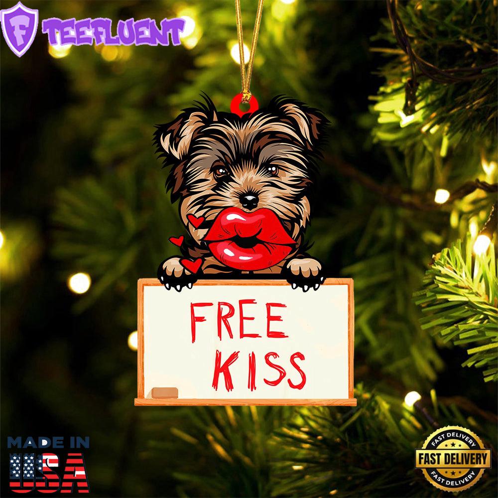Yorkshire-Terrier Free Kiss Christmas Ornament, Gift For Christmas