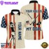 Your Hole Is My Goal Vintage American Flag Mens Golf Polo Shirt Custom Patriotic