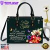 Zippered Flower Leather Handbag With Handle Galatians 522